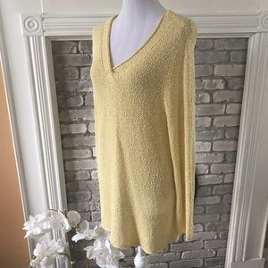 EILEEN FISHER GOLD METALLIC ITALIAN YARN V-NECK 1X